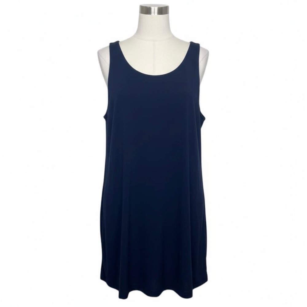 BCBG Generation Shift Slit Dress Navy Blue Size Medium Swing Tank Stretch NWT